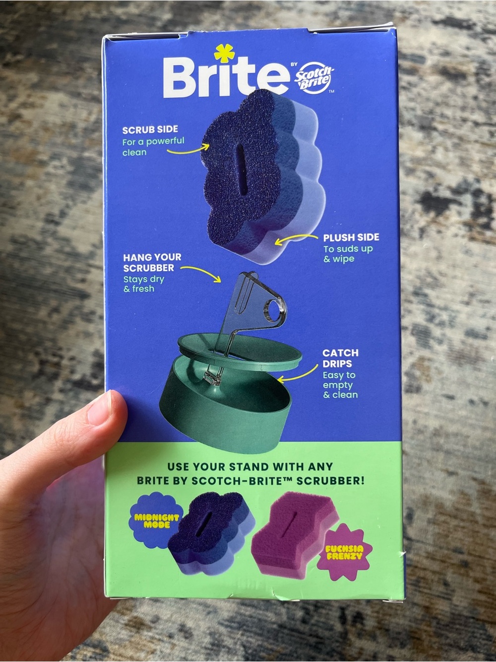 Scotch-Brite Scrub & Wipe 2-Sided Scrubber with Stand - Blue & Green - Picture 3 of 3